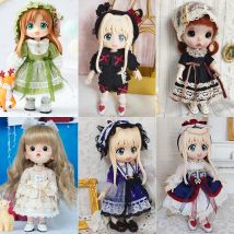 Ob11 Puppe süßes Ins-Stil Kleid Prinzessin Kleid Puppenkleidung Vintage Mädchen Spitzenrock Kopfschmuck für Nendoroids P9, 1/12 Bjd, Gsc