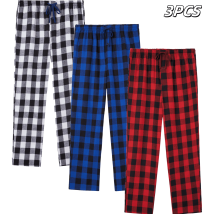 3 stücke männer Flanell Pyjama Bottoms Herbst/Winter Mode Plaid Schlafen Hosen Elastische Spitze Up Hause Casual PJ hosen mit Taschen