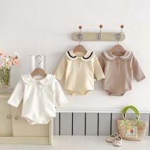 2025 Autumn Winter New in Kids Baby Boys Girls Peter-pan Collar Outfits,toddler Infant Jumpsuits Velvet Bodysuits Keep Warm