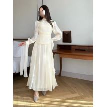 Fivsole Elegant High Neck A Line Prom Gowns Shiny Long Sleeves Party Gown Modest Ankle Length Evening Dress Customized