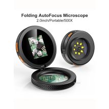 Autofocus Microscope Mini 500X Magnifier Digital Microscope with Magnifying Glass 2.0inch 2MP USB Rechargeable Coin Microscopio