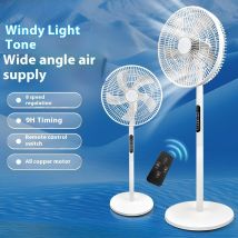 Elektrischer Ventilator, fünfblättriger Haushalts-Bodenventilator, großes Luftvolumen, ferngesteuerter Konbt-Boden mit doppeltem Verwendungszweck, kann den Kopf sanft und geräuscharm schütteln.