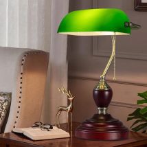 Europäische Kupfer Bank Tisch lampe Retro kreative personal isierte Glas Tisch lampe Wohnzimmer Schlafzimmer dekorative Eisen Nachttisch lampe