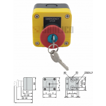 Waterproof Key Lock Switch Emergency Stop Mushroom Push Button Switch Control Box Station SAL LA68 XAL-J184 Latching Key Release