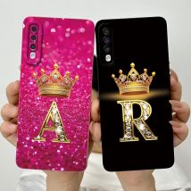 Custodia con lettera corona di lusso per Samsung Galaxy A50 A30S A50S Cover posteriore liquida Protezione fotocamera in silicone opaco Custodia per telefono per coppia