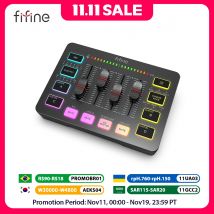 FIFINE Gaming Audio Mixer,Streaming 4-Channel RGB Mixer with XLR Microphone Interface,for Game Voice,Podcast,AmpliGame SC3