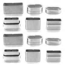 5pcs/Lot Big Hole Square Stainless Steel Beads Fit Flat Leather Rope Buckle Spacer Tubes Bead DIY Jewelry Making Accessories