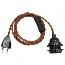 AC 220–240 V Vintage-Stoff-Twisted-Kabel mit EU-Stecker, E27-Lampenfassung für DIY-Hängelampe