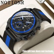 NOTIONR Business Herrenmode Quarz-Kalenderuhren mit schwarzem und blauem Zifferblatt, luxuriöse Herren-Sportarmbanduhr in Schwarz und Blau