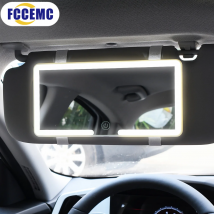 Fccemc Specchio per il trucco per visiera parasole per auto Touch screen a LED Luminosità regolabile Specchio per il trucco per interni auto Specchio per il trucco HD Specchio per il trucco di