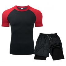 Männer Lauf Sets Sommer Sportswear Gym Fitness Anzüge Quick Dry T-Shirts + Kurze Sport Kleidung Workout Training Sport Trainingsanzug