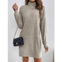 Herbst Winter Kleid Frauen Casual Plumpkragen Langarm Solide Strick Kleid 2024 Neue Mode Lose Bequeme Kleider Weibliche
