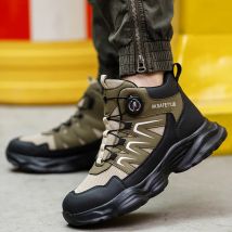 Stivali di sicurezza impermeabili da uomo Stivali da lavoro indistruttibili con punta in acciaio Scarpe antinfortunistiche anti-sfondamento resistenti alle coltellate Biker Botas Para Hombre