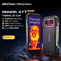 Ulefone Armor 27T 4G THERMAL BY FLIR® Robustes Telefon 10600 mAh Bis zu 24 GB + 256 GB 6,78" FHD 120 Hz Nachtsicht Android 14 Smartphone