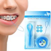 2pack 35pcs Floss Threaders & 50m Floss Set Orthodontic Crown Brace Teeth Cleaning Disposable Dental Floss Line Household Pack