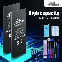 PINZHENG Echter Akku mit hoher Kapazität für iPhone X XR XS 11 12 13 Mini Pro Max Promax Ersatz-Bateria-Garantie Ein Jahr