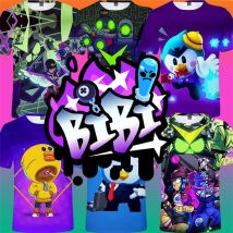 3T-16T Kinder-Sommer-T-Shirts Supercell Star-Players Brawlers Anime-Cartoon-Top für Jungen und Mädchen im Alter von Teenager-Mode-Freizeitkleidung