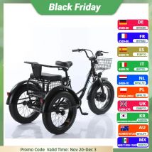 Triciclo elettrico a 3 ruote per bici elettrica da 20 pollici con sedile passeggero per batteria al litio potente 48v 500w rimovibile per adulti