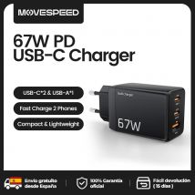 MOVESPEED 67W USB-C cargador de carga rápida 65W PD tipo C PPS GaN adaptador de cargador para iPhone 16 Pro MacBook Air Samsung S24 Huawei