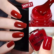 LILYCUTE 7ml Red Glass Bottle Water-Based Peel Off Nail Polish Quick Drying No Need of Lamp Glitter Nail Art Varnish