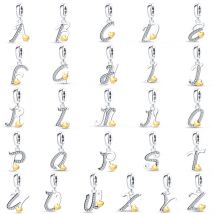 Modische versilberte goldene Herzform mit 26 Buchstaben, passend für Qikaola 925 Original-Armbänder, DIY-Geburtstagsschmuck, Geschenke