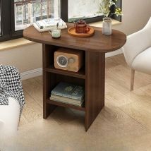Vintage Nachttisch und Beistelltisch mit Regal, runder/ovaler Retro-Nachttisch für Schlafzimmer, Wohnzimmer, Beistelltisch, Möbel