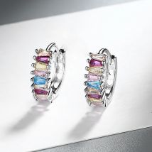 Neue 925 Sterling Silber Bunte 5A Zirkon Ohrringe für Frauen Exquisite Freundin Hochzeit Verlobung Schmuck Mode Geschenk