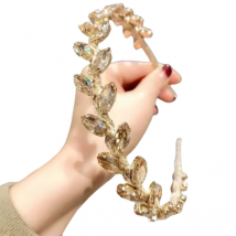 Luxury Rhinestone Leaves Headband Headwear Hairband Shiny Handmade Baroque Crystal Flower Wedding Hair Hoop Headband Wholesale