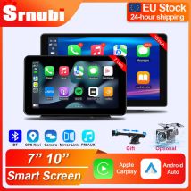 Srnubi Universal 7 "10" pulgadas Carplay inalámbrico para coche y Android navegación automática retrovisor FM AUX pantalla táctil Multimedia portátil