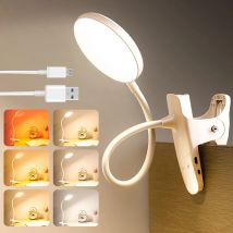 LED-Tischlampe, USB wiederaufladbar, Nachtlicht mit Klemme, Touch, 3 Modi, dimmbares Augenschutzlicht für Arbeitszimmer, Ständer, Leselampe