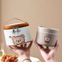 WORTHBUY Tragbare süße Bären-Bento-Lunchbox aus Edelstahl 304, versiegelter Mikrowellen-Lunchbehälter für Kinder und Studenten