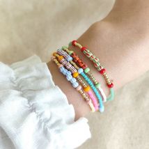 KKBEAD Miyuki-Perlenarmband, stapelbar, zarter Schmuck für Frauen, Y2K, minimalistische Boho-zierliche Perlenarmbänder, Geschenke für Sie