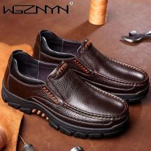 2025 neue handgemachte echtes Leder Schuhe 48 Männer Müßiggänger weiches Leder Männer dicke Sohle Freizeitschuh männliche Schuhe schwarz braun Slip-on