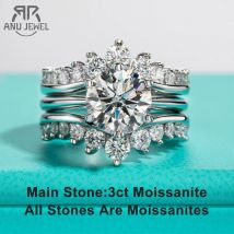 AnuJewel 3CT D Farbe Moissanit Eheringe 18k Gold Überzogene 925 Sterling Silber Braut Ring Set Für Mädchen Schmuck Großhandel