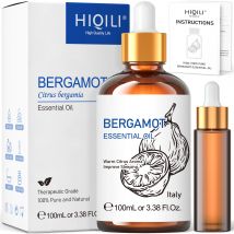 HIQILI 100ML aceites esenciales de bergamota, 100% naturaleza pura para aromaterapia, difusor, humidificador, masaje, relajación profunda