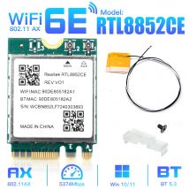 WiFi 6E RTL8852CE M.2 Netzwerkkarte 5400 Mbit/s 802.11AX Bluetooth 5.3 Wireless-Adapter Tri-Band 2,4/5/6 GHz für Windows 10/11