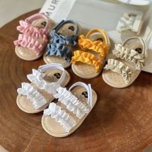 Baby Mädchen Sandalen Rüschen Schleife Premium Weiche Sohle Anti-Rutsch Offene Spitze Atmungsaktive Sommer Outdoor Lauflernschuhe Baby Sandalen