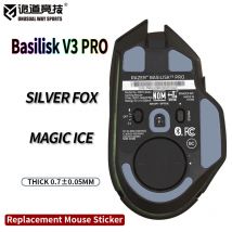 InusualWaySports Patines de ratón pies Basilisk V3 Pro superficie curvada PTFE Anti colapso Magic Ice Silver Fox