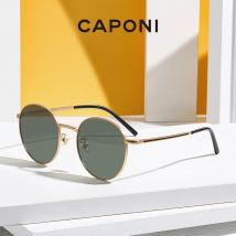 CAPONI Polarisierte Damen-Sonnenbrille, hochwertige Outdoor-Designer, runde Sonnenbrille, UV400, Trendprodukte, schwarzer Schatten, CP31020