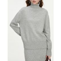 FSLE 30 % Wolle Grau Rollkragenpullover Rock Set Für Frauen Herbst Winter 2024 Weiche Strickpullover Rock Anzug 24FS14168 24FS14284