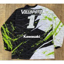 Kawasaki Sommer-Motorrad-Langarmshirt, 3D-Druck, schnell trocknend, atmungsaktiv, dünn, Sport, Outdoor, bequem, trendig, Motorradbekleidung