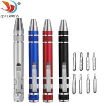 Portable Pen Shaped 8-in-1 Magnetic Socket Head Manual Screwdriver Tool with High Density Screwdriver Sockets