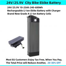 Silber Fisch Ebike Batterie 24V 25,9 V 10Ah 12Ah 15Ah 20Ah für Phylion XH259-10J City-Bike Faltrad Li-Ion batterie mit Ladegerät