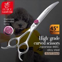 Nożyczki Fenice Pink Diamond Screw Pet Super Curved 45 °   Nożyczki do pielęgnacji psów 6,5/7,5 cala Nożyce do przycinania dla kosmetyczek dla zwierząt