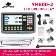 YH800-2 Display di lettura digitale LCD DRO a 2 assi 19 lingue AC90-260V e 2 pezzi 0-800mm Encoder scala lineare Righello a griglia
