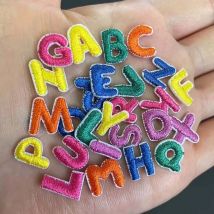 Mini Cartoon Alphabet English Letters Badge A~Z Clothes Sticker,Tiny Number Patches 0-9,Fabric Embroidery Applique Iron On Patch