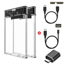 Obudowa USB 3.0/Typ C na dysk twardy 2,5-calowy zewnętrzny dysk twardy SATA SSD z prędkością transferu 5 Gb/s Bezprzezroczyste pudełka na dyski twarde Bez użycia narzędzi