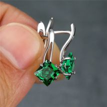 Vintage Silver Color Wedding Jewelry Multicolor Zircon Square Stone Rainbow Crystal Hoop Earrings For Women Party Gift