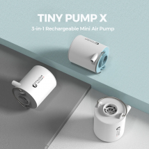 FLEXTAIL TINY PUMP X - Bomba de aire portátil para acampar con batería de 1300 mAh recargable para flotadores de piscina, bolsas de vacío para colchón de aire