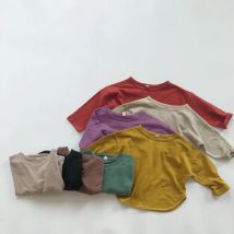 Frühling Kinder Einfarbig Tees Oansatz Casual Kinder T-shirt Kleinkind Jungen Mädchen Kleidung